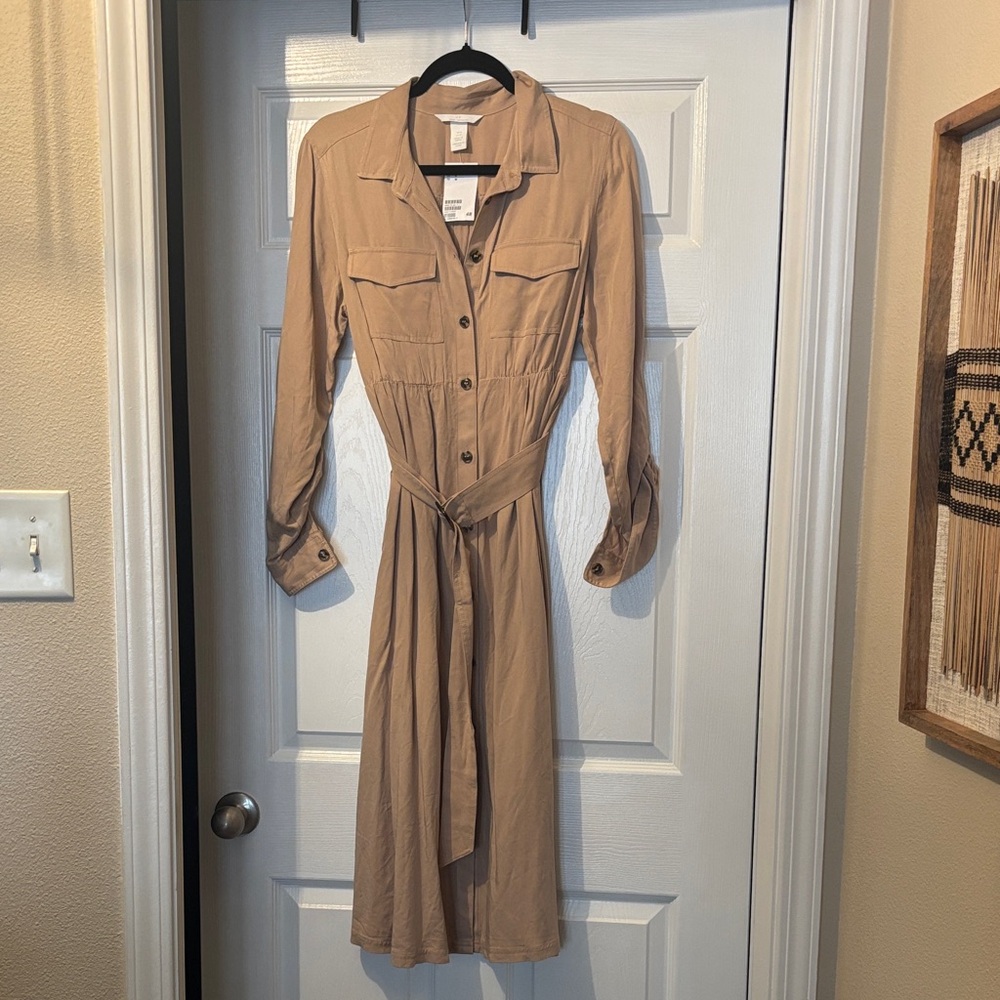 NWT H&M Maternity Tan Long Sleeve Dress